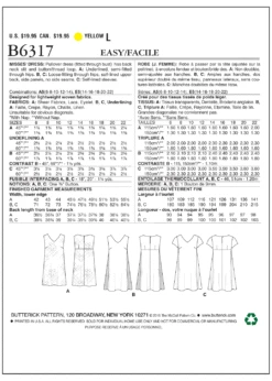 Butterick 6317 Misses' Pullover V-Neck Dresses Pattern -Jaycotts Shop B6317 1