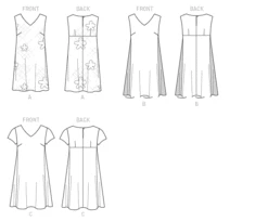 Butterick 6317 Misses' Pullover V-Neck Dresses Pattern -Jaycotts Shop B6317 lineart