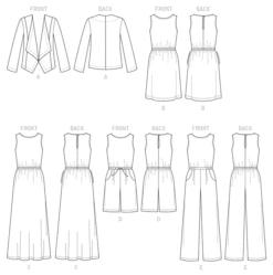 Butterick 6330 Jacket, Dress, Romper And Jumpsuits Sewing Pattern 21 Butterick 6330 Jacket, Dress, Romper And Jumpsuits Sewing Pattern -Jaycotts Shop B6330 lineart