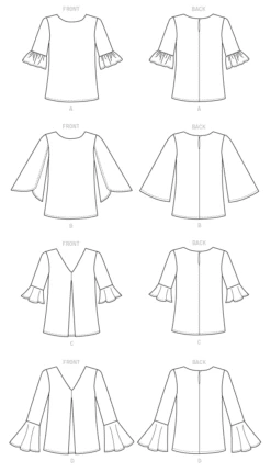 Butterick 6456 Misses' Tulip Or Ruffle Sleeve Tops Pattern -Jaycotts Shop B6456