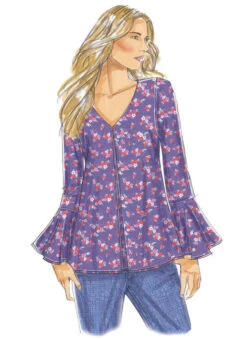 Butterick 6456 Misses' Tulip Or Ruffle Sleeve Tops Pattern -Jaycotts Shop B6456 02