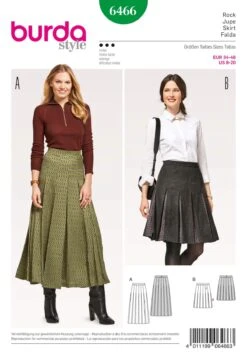 Burda 6466 Women’s Pleated Skirt Sewing Pattern
