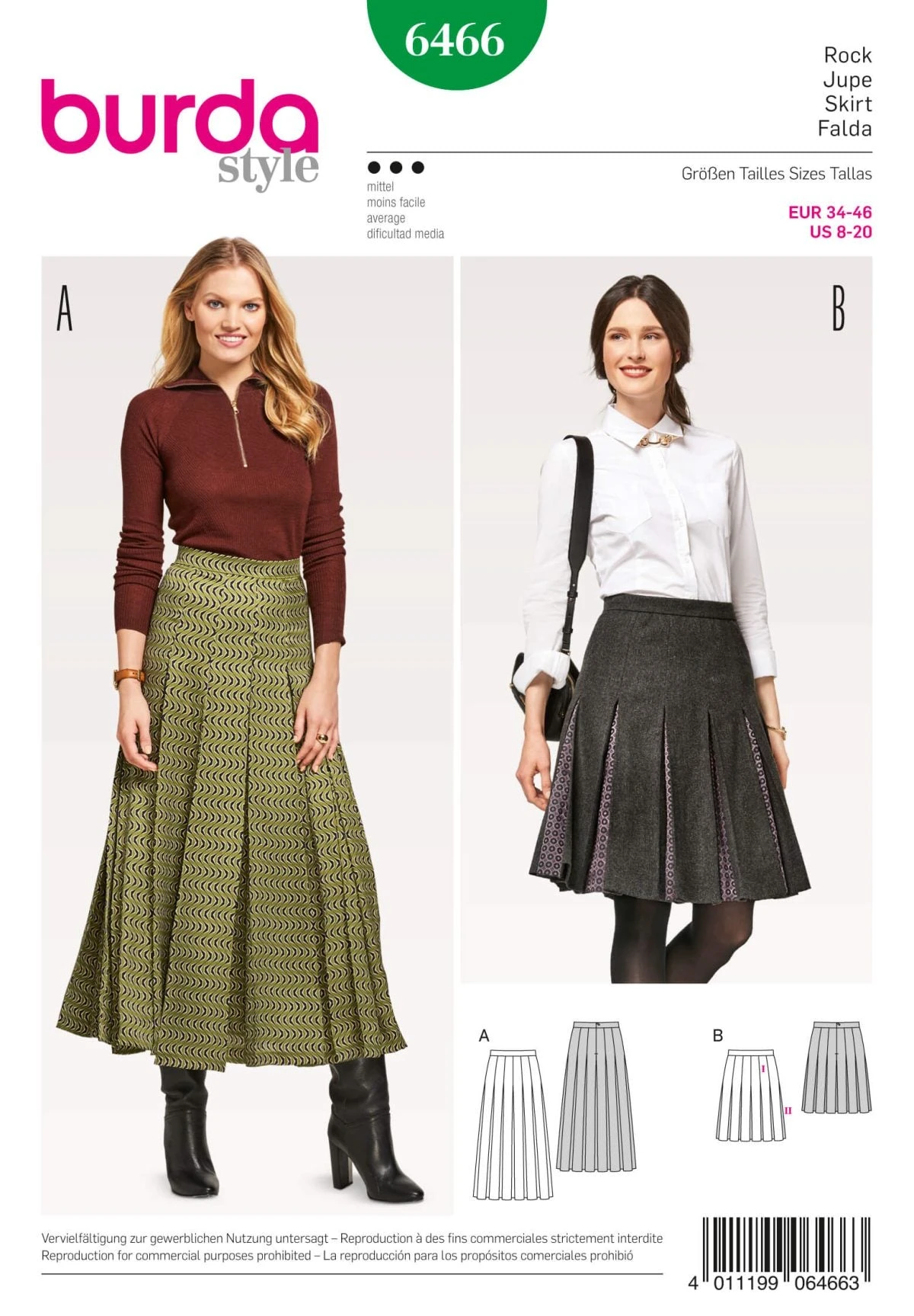 Burda 6466 Women’s Pleated Skirt Sewing Pattern 1 Burda 6466 Women’s Pleated Skirt Sewing Pattern
