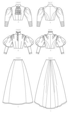 Butterick 6537 Women's Edwardian Top And Skirt Pattern -Jaycotts Shop B6537 1