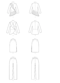 Butterick 6739 Jacket, Dress, Top, Skirt And Trousers Pattern -Jaycotts Shop B6739 line art