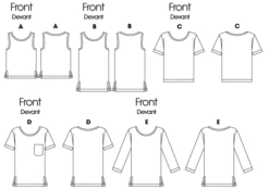 Butterick 6797 Misses' And Petite Scoop-neck Tops Pattern -Jaycotts Shop B6797 line art