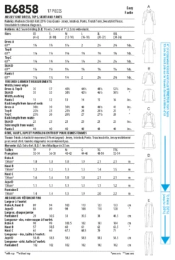 Butterick 6858 Misses' Knit Dress, Tops, Skirt And Pants Pattern -Jaycotts Shop B6858 envelope back