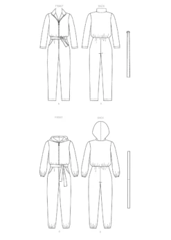 Butterick 6861 Misses' Jumpsuit, Sash And Belt Pattern -Jaycotts Shop B6861 line art
