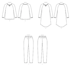 Butterick 6867 Unisex Sleepwear Pattern -Jaycotts Shop B6867 line art