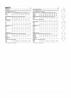 Butterick 6875 Tops Sewing Pattern -Jaycotts Shop B6875 envelope back