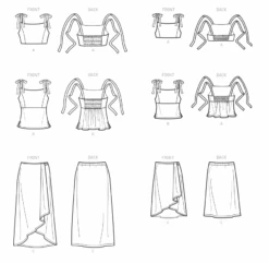 Butterick 6879 Mother And Daughter Tops And Skirts Pattern -Jaycotts Shop B6879 line art