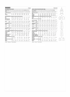 Butterick 6880 Shirts, Pants And Shorts Sewing Pattern -Jaycotts Shop B6880 envelope back