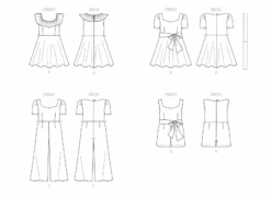 Butterick 6888 Girl's Jumpsuit And Romper Sewing Pattern -Jaycotts Shop B6888 line art
