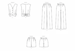 Butterick Sewing Pattern 6901 Misses' Waiscoat And Trousers -Jaycotts Shop B6901 line art