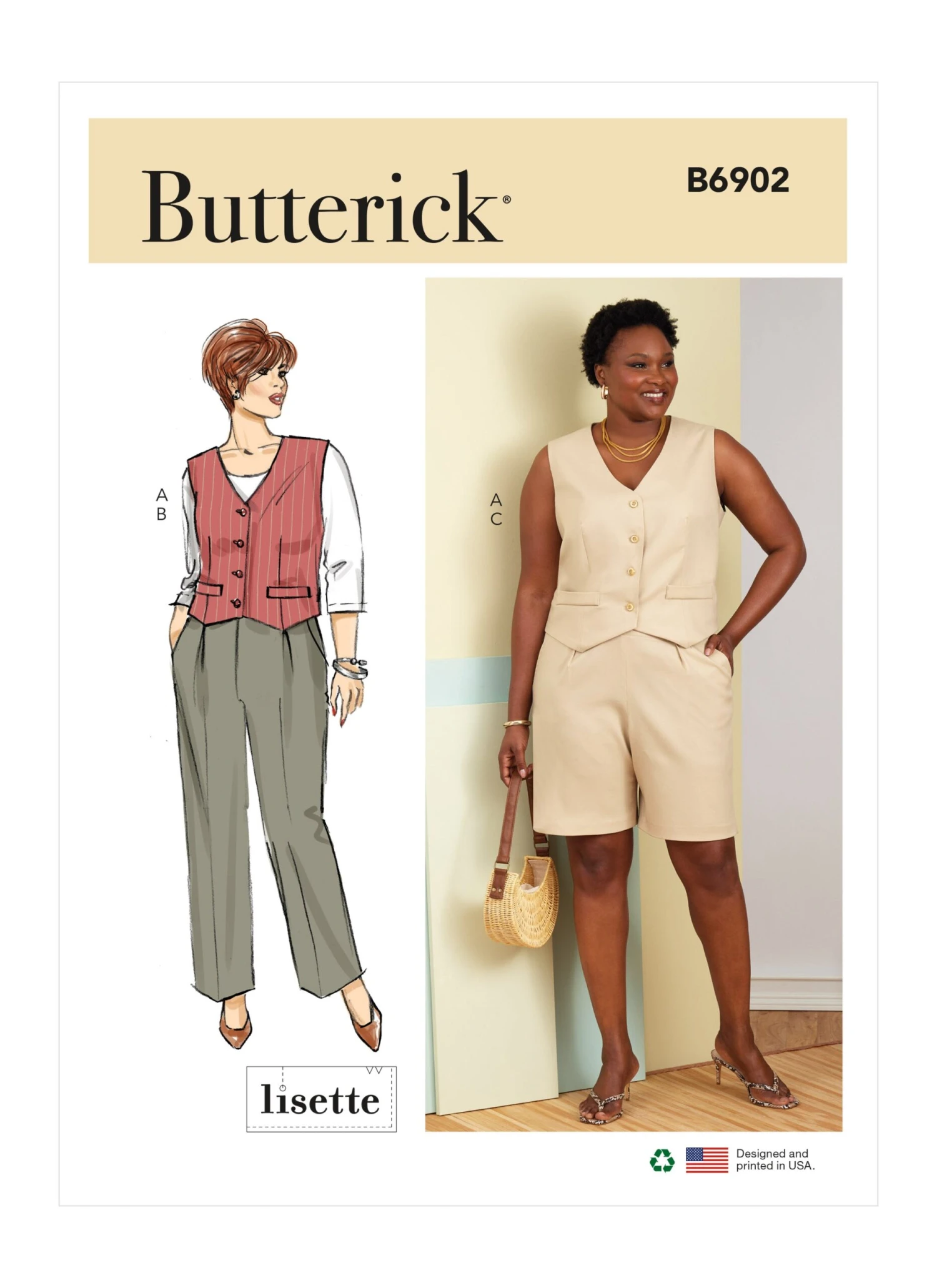 Butterick Sewing Pattern 6902 Women's Waistcoat, Pants And Shorts 2 Butterick Sewing Pattern 6902 Women's Waistcoat, Pants And Shorts - Image 2