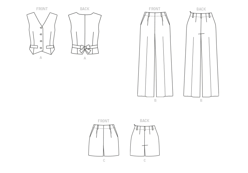 Butterick Sewing Pattern 6902 Women's Waistcoat, Pants And Shorts 7 Butterick Sewing Pattern 6902 Women's Waistcoat, Pants And Shorts - Image 7