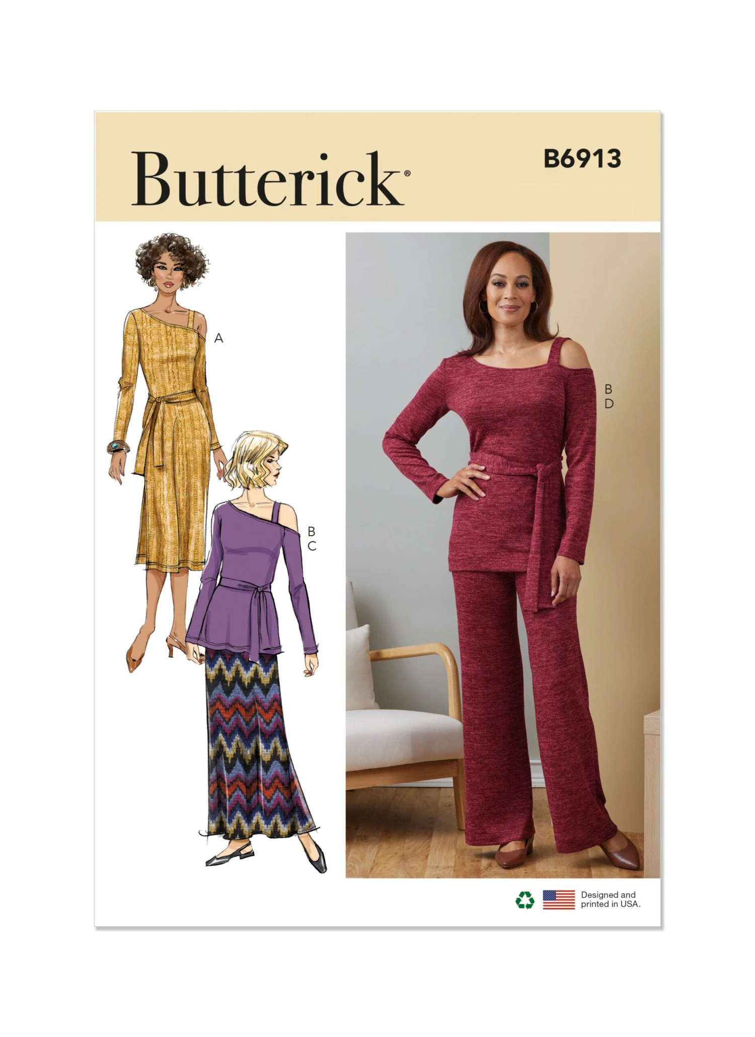 Butterick Sewing Pattern 6913 Knit Dress, Top, Skirt And Pants 2 Butterick Sewing Pattern 6913 Knit Dress, Top, Skirt And Pants - Image 2