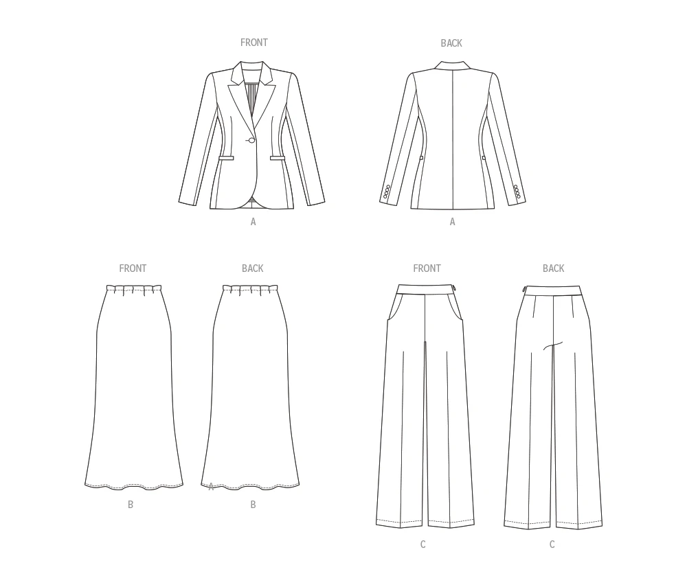 Butterick Sewing Pattern B6933 Misses' Jacket, Skirt And Pants 10 Butterick Sewing Pattern B6933 Misses' Jacket, Skirt And Pants - Image 10