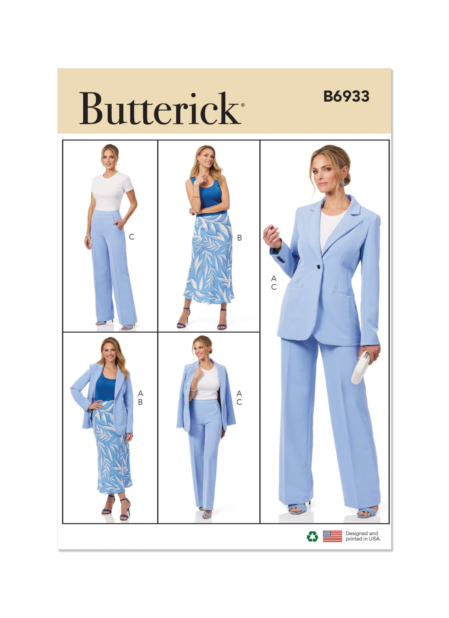 Butterick Sewing Pattern B6933 Misses' Jacket, Skirt And Pants 2 Butterick Sewing Pattern B6933 Misses' Jacket, Skirt And Pants - Image 2