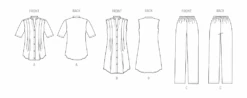 Butterick Sewing Pattern 6945 Knit Lounge Top, Dress And Pants -Jaycotts Shop B6945 line art