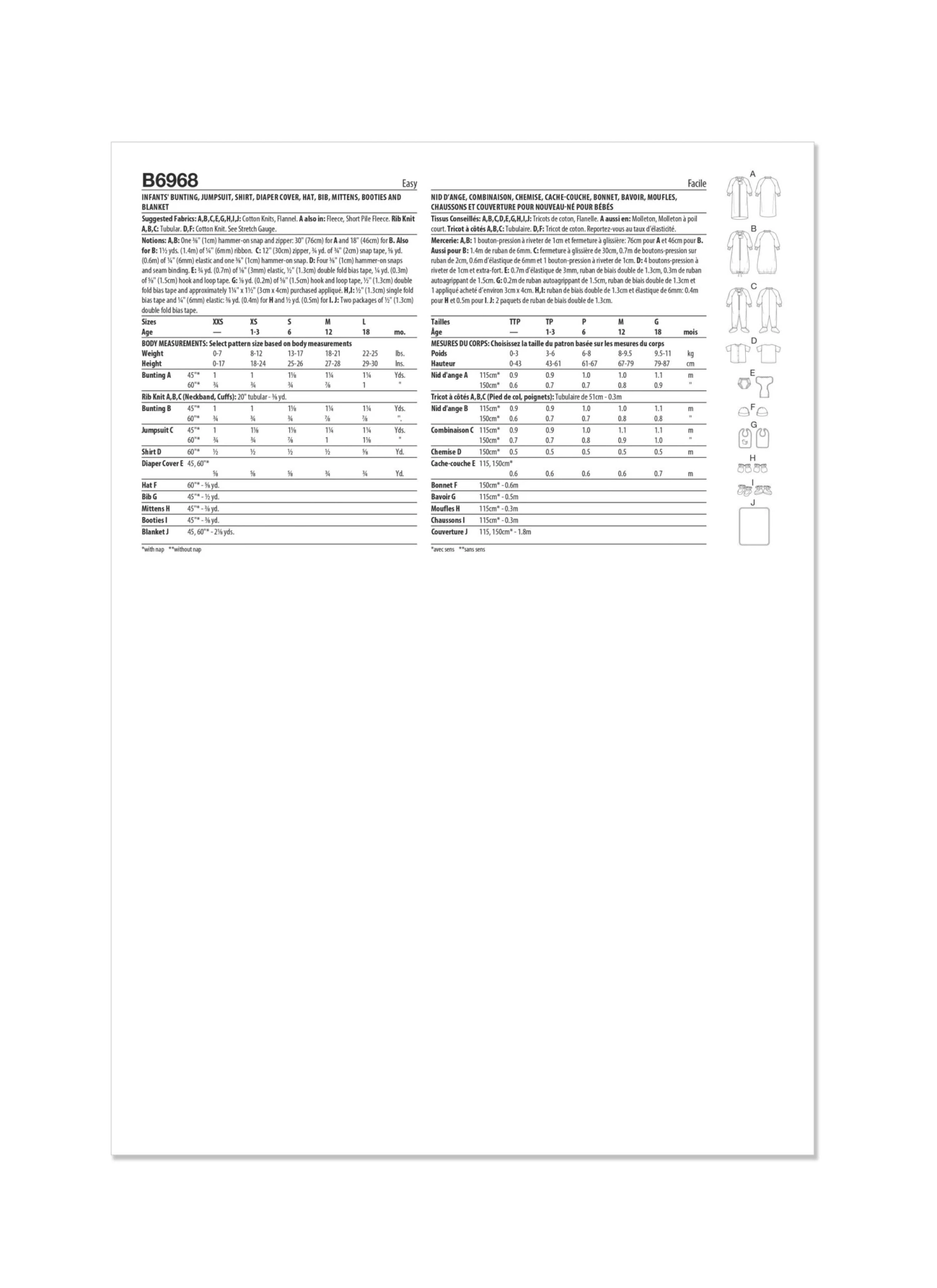 Butterick Sewing Pattern 6968 Bunting, Jumpsuit, Shirt And Accessories 6 Butterick Sewing Pattern 6968 Bunting, Jumpsuit, Shirt And Accessories - Image 6