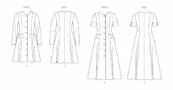 Butterick Sewing Pattern B7005 Misses' / Miss Petite Button Front Dress -Jaycotts Shop B7005 line art