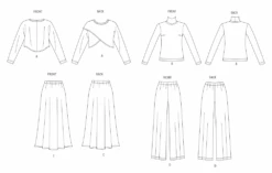 Butterick Sewing Pattern B7013 Misses' Knit Tops, Skirt, And Pants -Jaycotts Shop B7013 line art