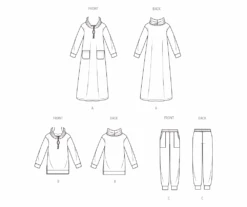 Butterick Sewing Pattern B7014 Misses' / Women's Lounge Dress, Top And Pants 15 Butterick Sewing Pattern B7014 Misses' / Women's Lounge Dress, Top And Pants -Jaycotts Shop B7014 line art