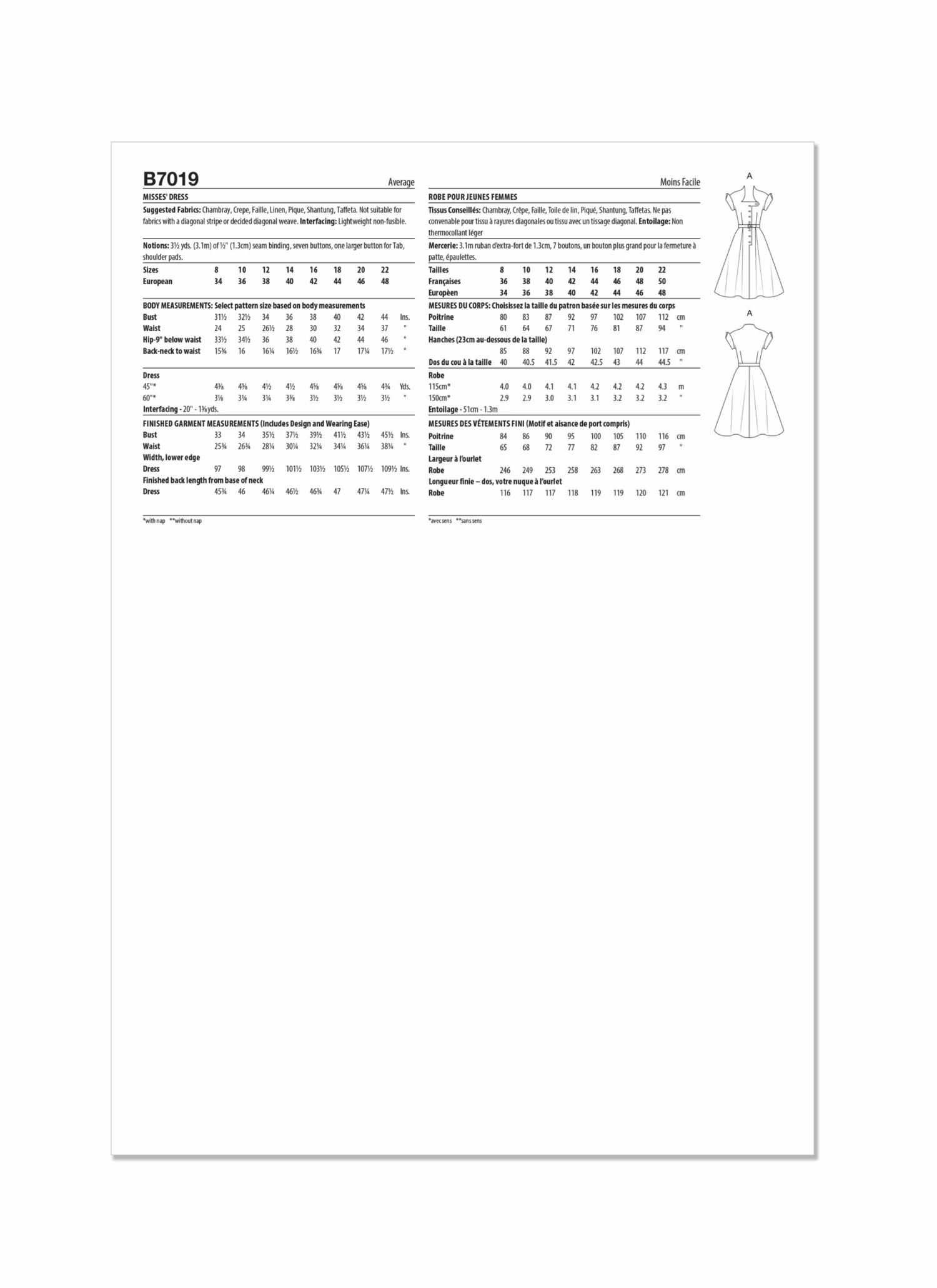 Butterick Sewing Pattern B7019 Misses' 50's Dress 4 Butterick Sewing Pattern B7019 Misses' 50's Dress - Image 4