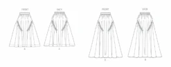 Butterick Sewing Pattern B7044 Flared Skirts -Jaycotts Shop B7044 line art