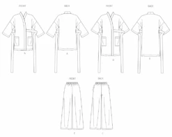 Butterick Sewing Pattern B7047 Misses' Robe And Pants Sleepwear -Jaycotts Shop B7047 line art