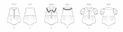 Butterick Sewing Pattern B7048 Babies' Rompers -Jaycotts Shop B7048 line art