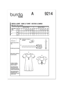 Burda Style Sewing Pattern 9214 Dress And Shirt -Jaycotts Shop B9214 envelope back