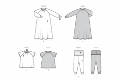 Burda Style Pattern 9218 Children's Sleepwear -Jaycotts Shop B9218 line art