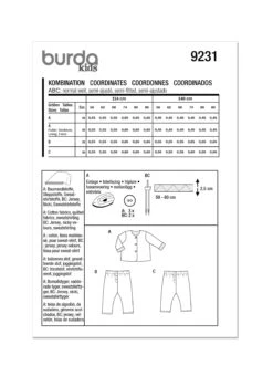 Burda Sewing Pattern 9231 Babies' Coordinates 11 Burda Sewing Pattern 9231 Babies' Coordinates -Jaycotts Shop B9231 envelope back