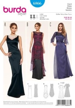 Burda 6866 Misses Evening Dress Pattern -Jaycotts Shop BD 6866 ESB JAYCOTTS SEWING