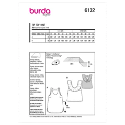 Burda Sewing Pattern 6132 Tank Top -Jaycotts Shop BUR6132 envelope back