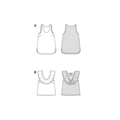 Burda Sewing Pattern 6132 Tank Top -Jaycotts Shop BUR6132 line art