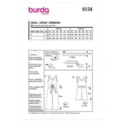 Burda Sewing Pattern 6134 Jumpsuit -Jaycotts Shop BUR6134 envelope back