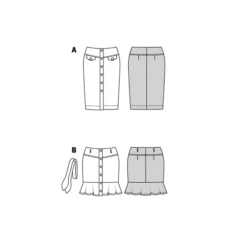 Burda Sewing Pattern 6137 Skirt -Jaycotts Shop BUR6137 line art