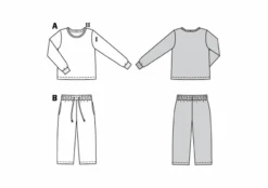Burda Sewing Pattern 9250 Children's Pyjamas -Jaycotts Shop BUR9250 line art