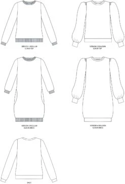 Tilly And The Buttons Billie Sweatshirt And Dress Pattern -Jaycotts Shop Billietechdrawing