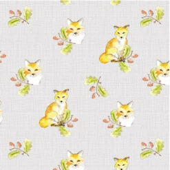 A Country Walk Organic Cotton Fabric, Foxes