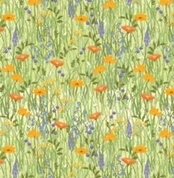 Cottage Bliss Organic Cotton Fabric, Wildflower Meadow