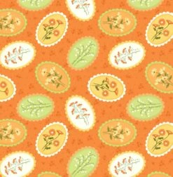 Cottage Bliss Organic Cotton Fabric, Golden Stamps