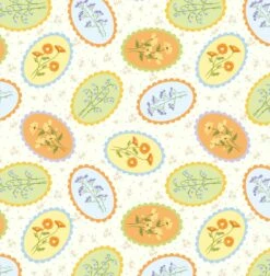Cottage Bliss Organic Cotton Fabric, Posy Stamps