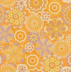 Cottage Bliss Organic Cotton Fabric, Sunshine Crochet