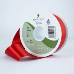 Berisfords Satin Ribbon, Poppy Red
