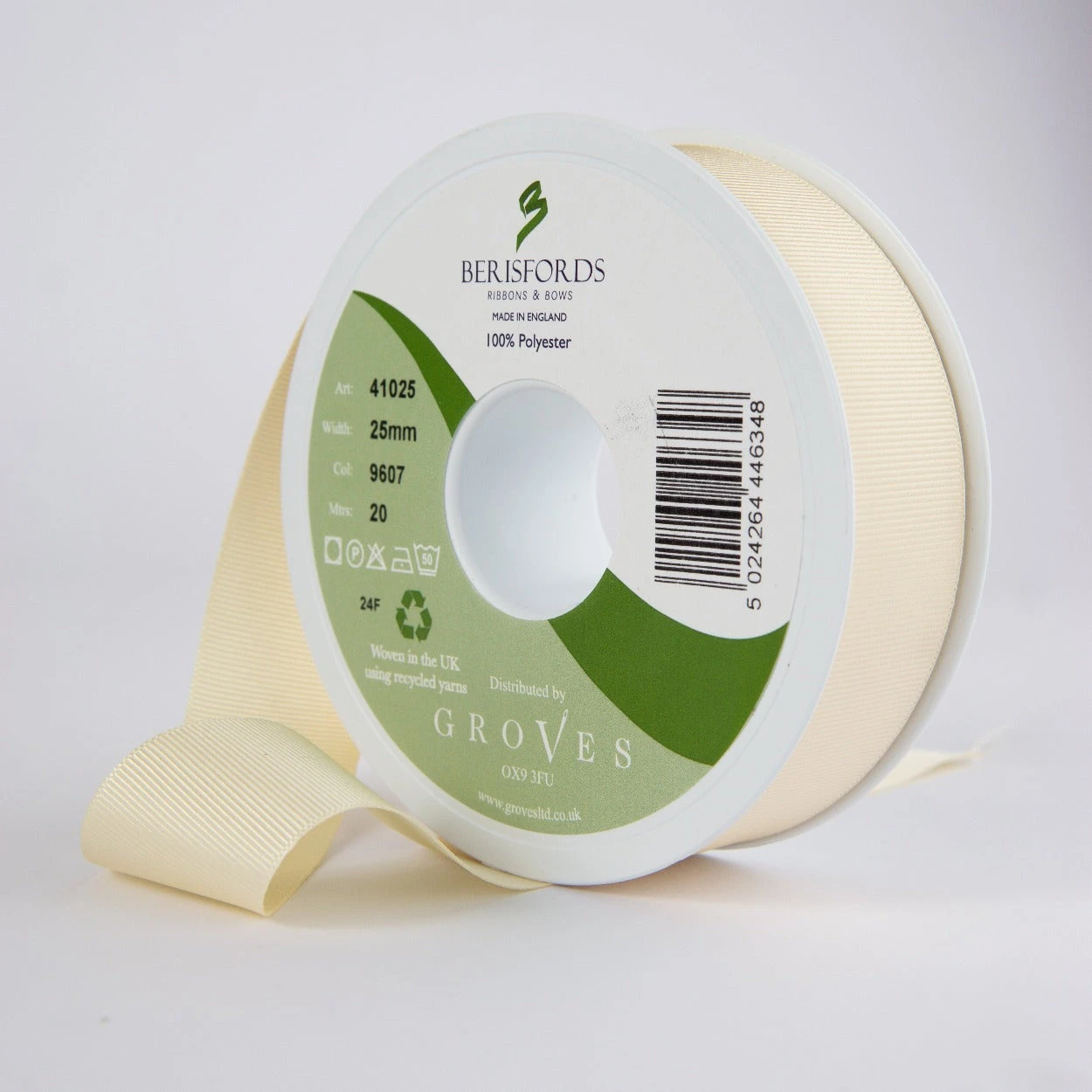 Berisfords Grosgrain Ribbon - Cream 1 Berisfords Grosgrain Ribbon - Cream