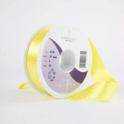 Berisfords Micro Dot Ribbon On 20m Rolls Lemon